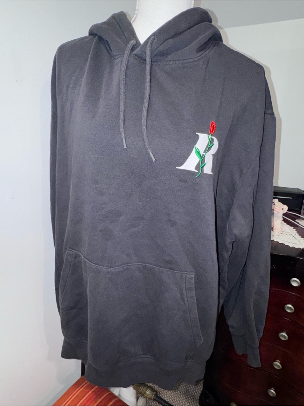 Black Hoodie with Rose Logo - R